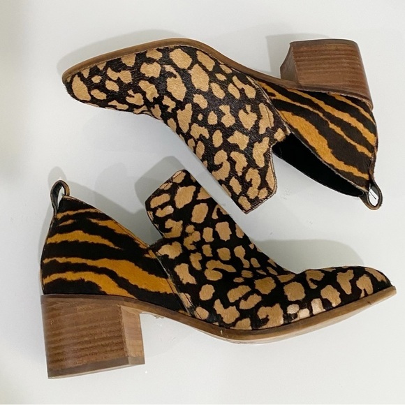 1.STATE Idania 2 Ankle Bootie Cow Hair Animal Print Size 10 - Picture 6 of 14
